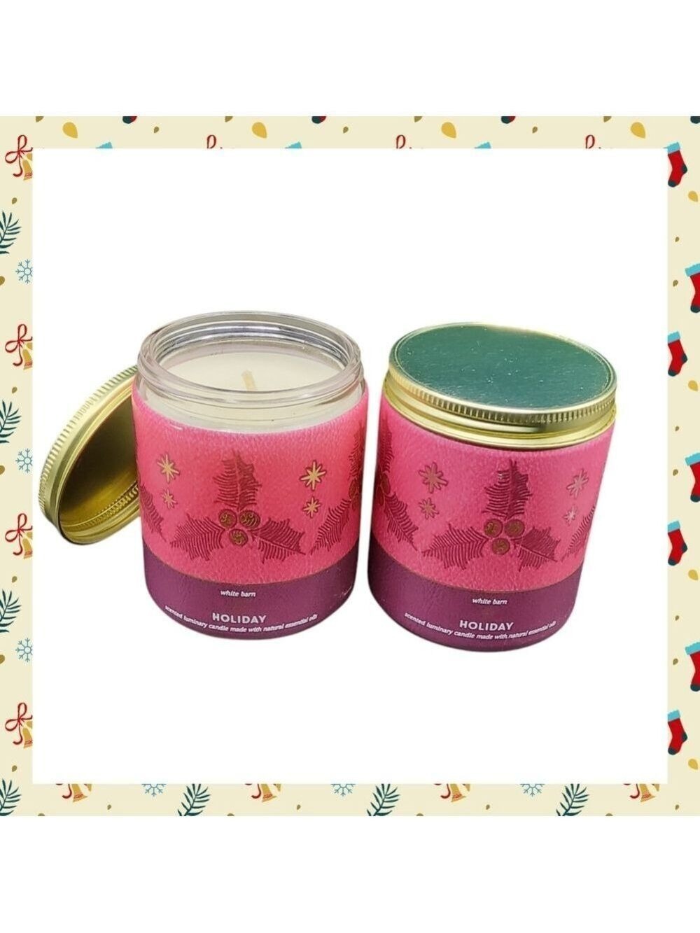 2 HOLIDAY SINGLE WICK CANDLES BY BATH & BODY WORKS